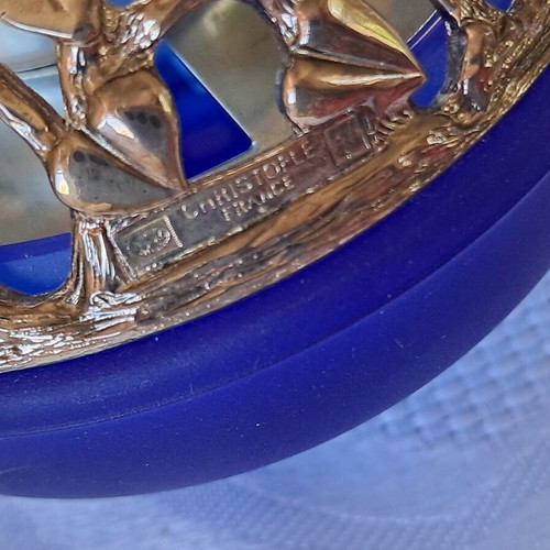 Cristofele cobalt blue candlestick like new, 1990s