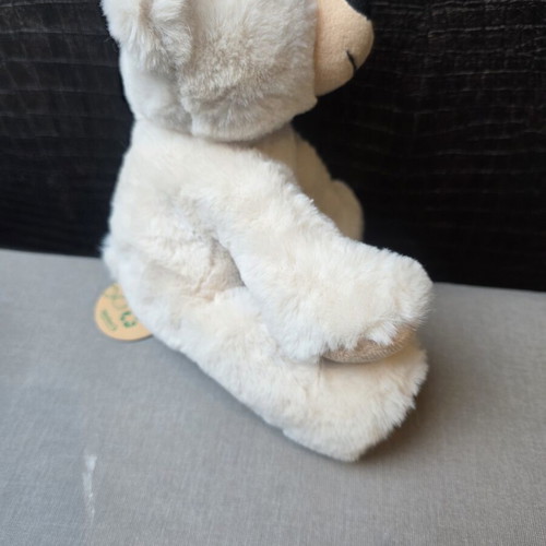 MiniFeet teddy bear, 100% recycled, with label, white