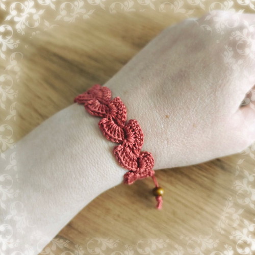 Handmade knitted bracelet made to order in rotten apple color