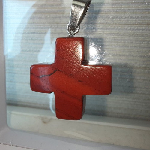Cross made of natural red jasper stone new 20mm