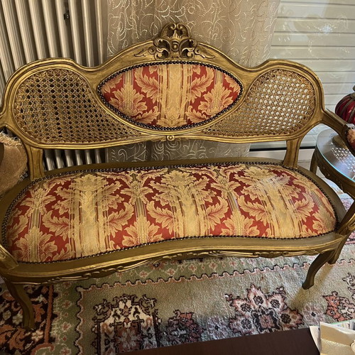 Louis XV classic living room set like new, sofa, armchair & coffee table