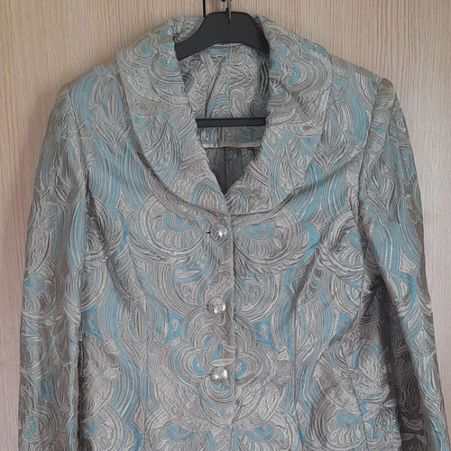 Brocade jacket spring like new, beige and turquoise