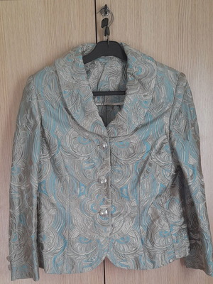 Brocade jacket spring like new, beige and turquoise
