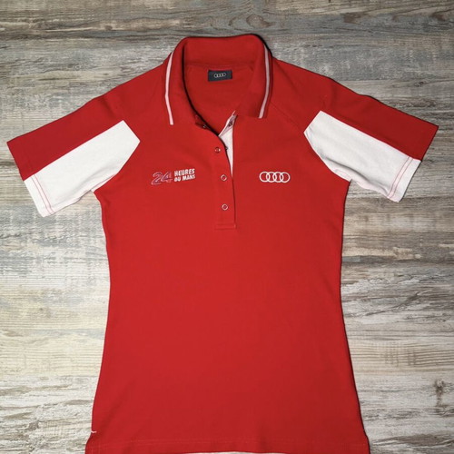 Audi 24 Heures du Mans polo shirt, red and white, cotton blend, size XS S