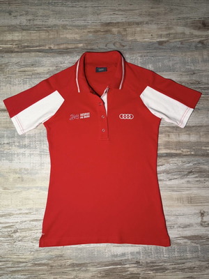 Audi 24 Heures du Mans polo shirt, red and white, cotton blend, size XS S
