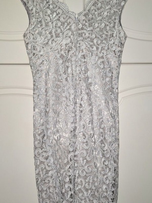 Cocktail dress Vardas like new, silver lace, size 10