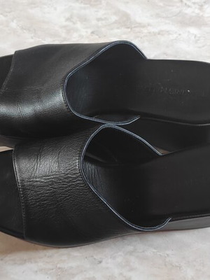 Tsakiris Mallas black leather platform sandals new