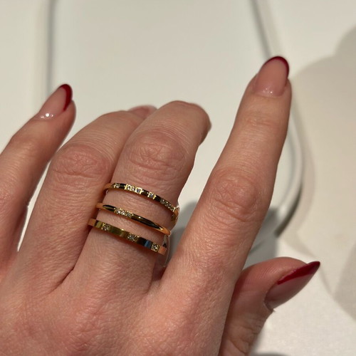 Ring stack gold plated set of 3, new, size 8