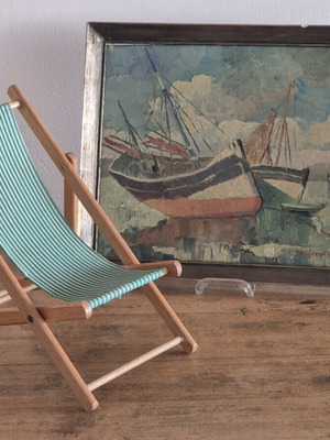 Vintage Mid-Century Miniature Transat Beach Chair Model