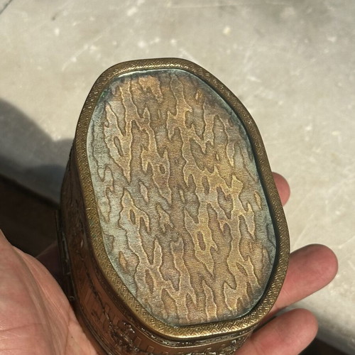 Antique French Style Bronze Jewelry Box with Glass Lid used