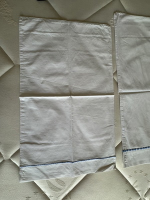 Vintage children's dowry pillowcases set of 2, used, cotton fabric
