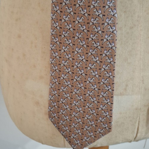 Hermes vintage silk brown tie