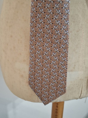 Hermes vintage silk brown tie