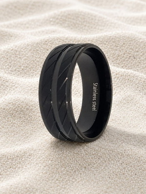Steel ring black color new, size 62