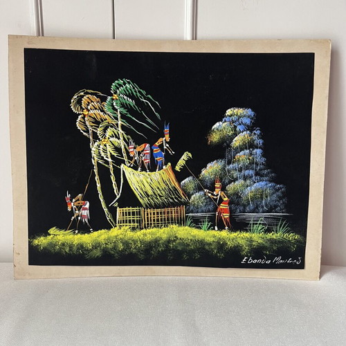Authentic Vintage African Folk Art Painting 1960-1975