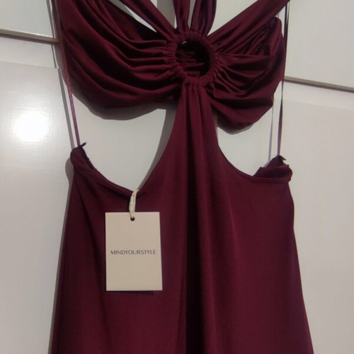 Mindyourstyle long cut-out dress new, plum purple