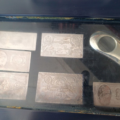 Silver Plates 1000 Grade Used Greek Banknotes Collectible Set