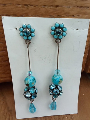 Turquoise dangle earrings like new, silver color