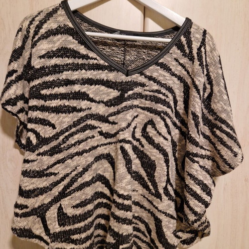 Sleeveless knitted blouse Anel like new, black and beige, size S