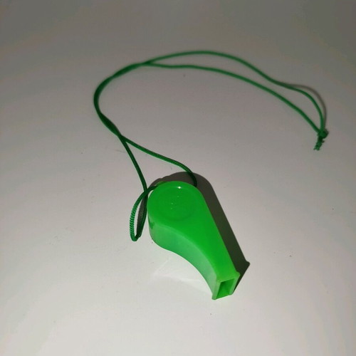 Whistle with pea and lanyard new, green or yellow