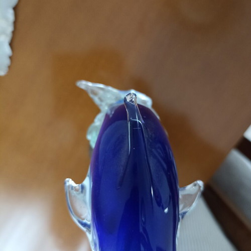 Glass decorative dolphins in blue shade like new