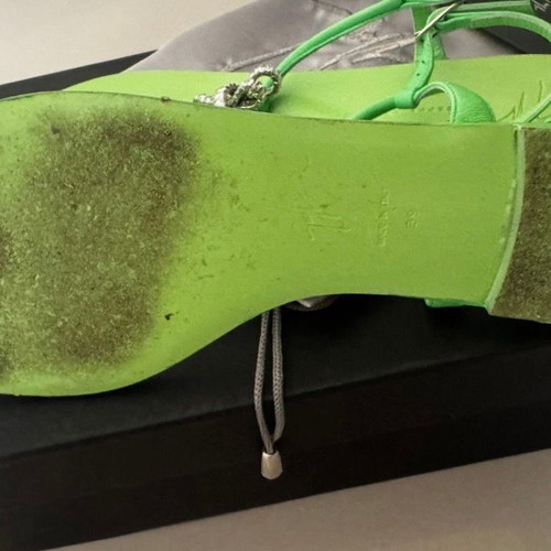 Giuseppe Zanotti neon green crystal detail flat sandals used