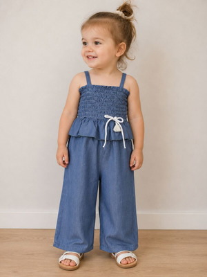 Babylon Fashion girls' jumpsuit 2 years new, denim look, 100% cotton
