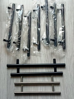 Kitchen furniture handles new, set with bolts, stainless and powder coated