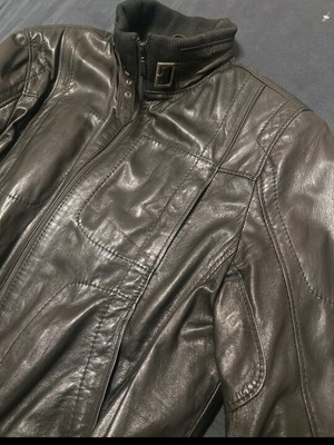 Leather jacket XL like new, black, sporty