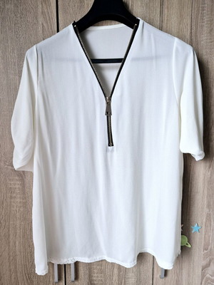 Airy blouse shirt like new, white, with zipper