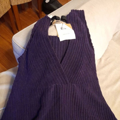 Corduroy salopette dress A-line new, purple, made in Italy