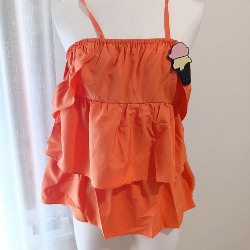 Fiorucci women's spaghetti strap top new with tag, orange, size 38