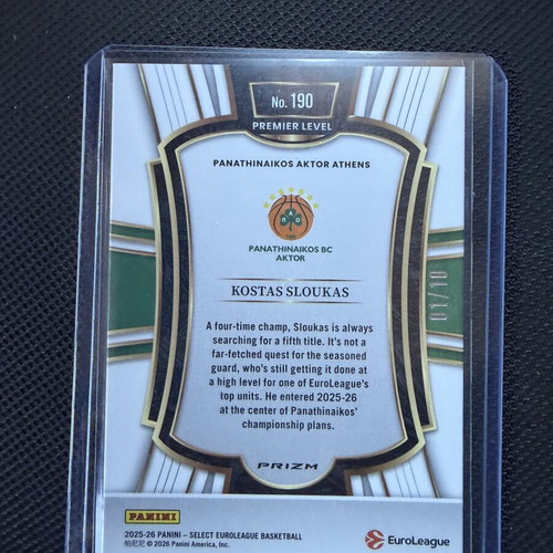 Panini Select Euroleague 2025-26 Kostas Sloukas First Print 1/10 New