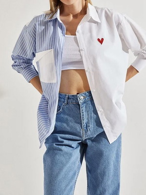 Modaado Shirt L New, White and Turquoise