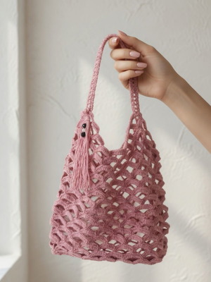 Pink crochet shoulder bag new, boho style
