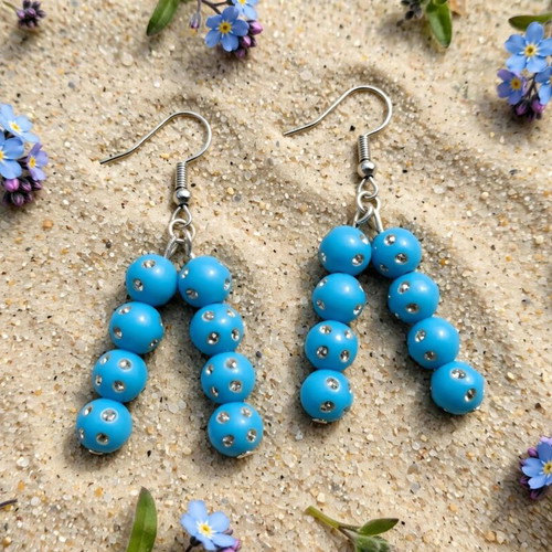 blue summer necklace and earings set