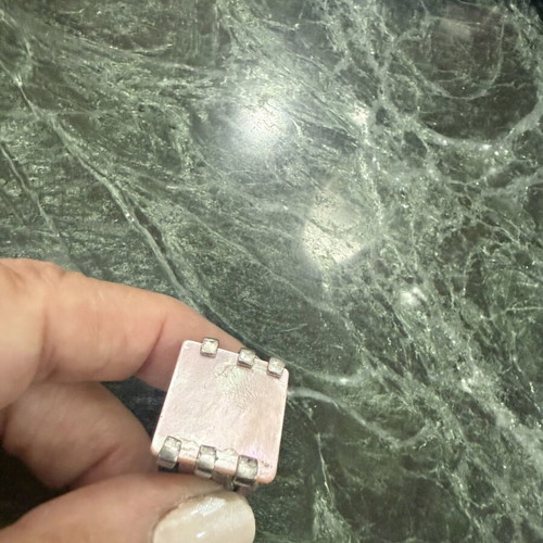 Silver ring with detachable pink plate, like new