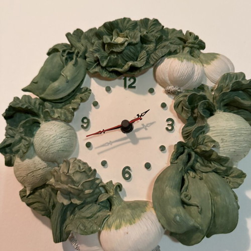 3D wall clock used, kitchen vegetables design