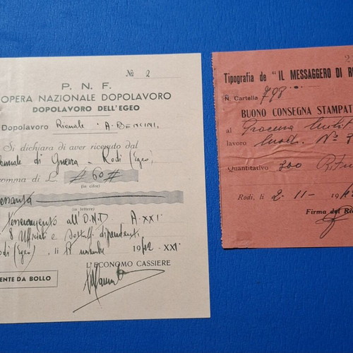 P.N.F. & Military Justice Rhodes 1942 Rare Document Set