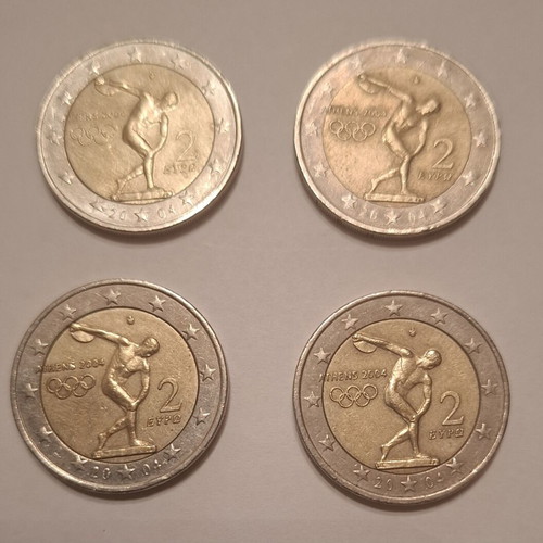 Olympic Games Athens 2004 2 Euro Coins like new, set of 4
