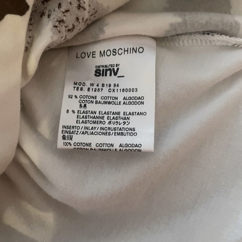 Love Moschino vintage women's T-shirt with tiger print and brown sequins, medium