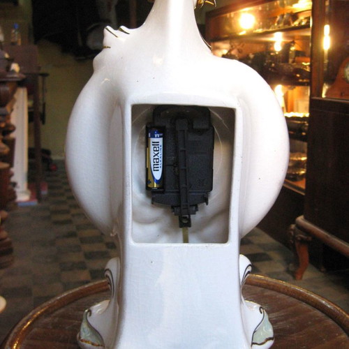 Porcelain table clock used with battery mechanism and pendulum