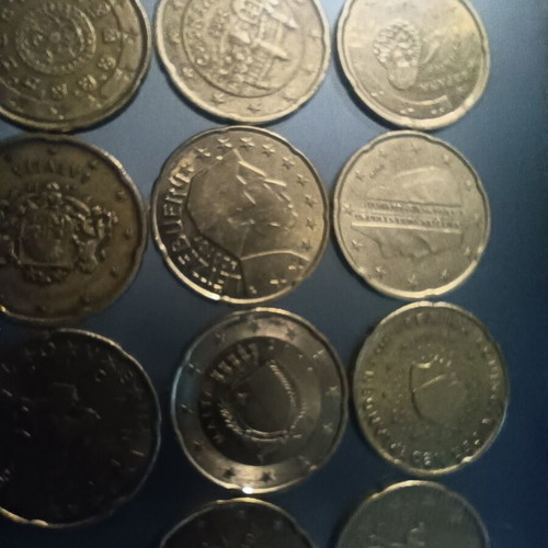 21 different 20-cent coins from 20 countries, including 2 from the Netherlands