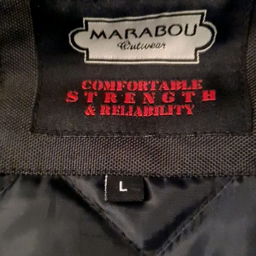 Biker jacket used, black with yellow details, men's L