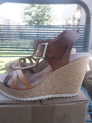Platform shoes leather with rope size 36 new