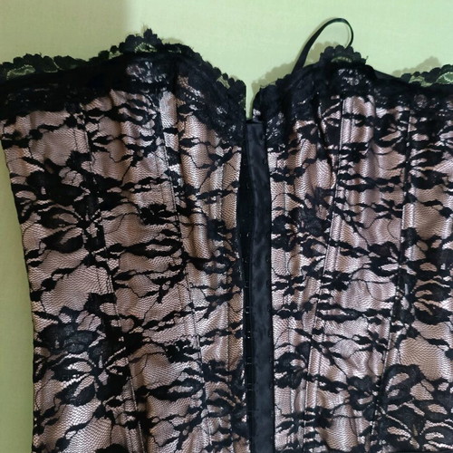 Bustier with black lace and beige background like new