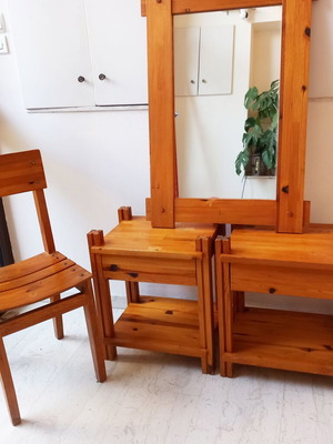 Bedroom set used, solid pine wood industrial style
