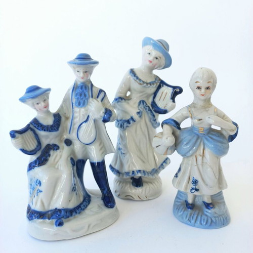 Set of 3 old porcelain figurines used, bibelot