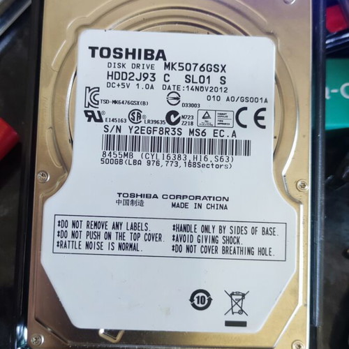 Toshiba 2.5 hard drive 500GB used