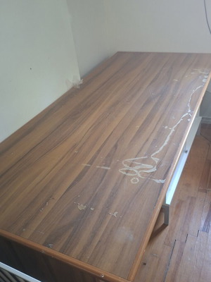 Large office desk used, sturdy with worn finish